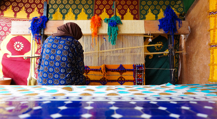 Local in weverij in Marokko