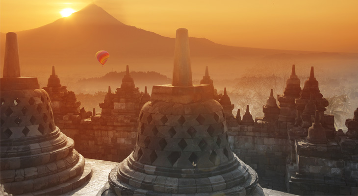 Borobodur tempel zonsondergang Indonesië