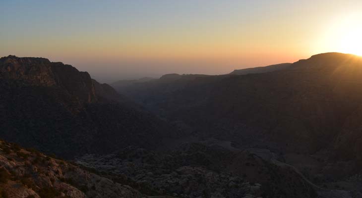 Zonsondergang Dana Natuurreservaat Jordanië