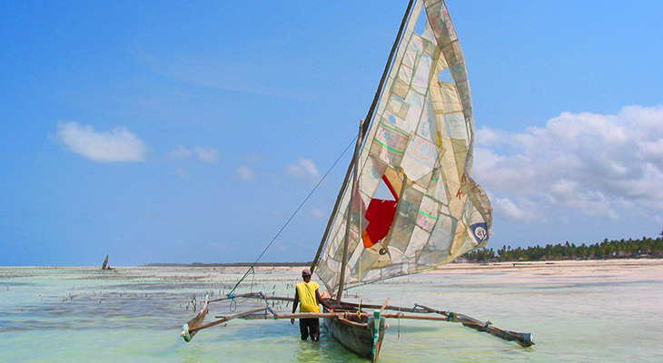 Zeilboot aan de kust van Zanzibar