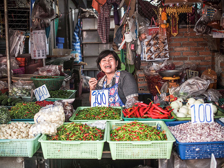 Lokale kruiden en eten in Bangkok, Thailand