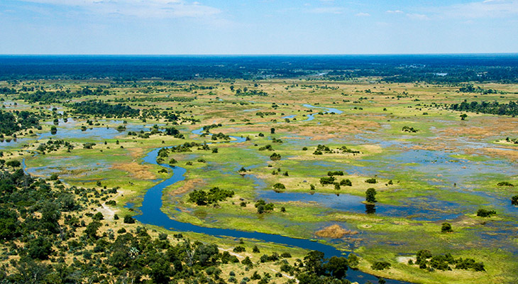Uitzicht over de Okavango Delta
