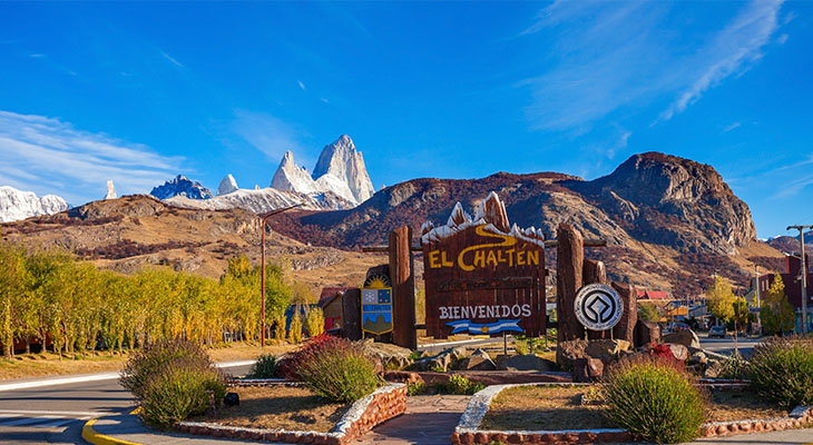 Welkomstbord van El Chaltén