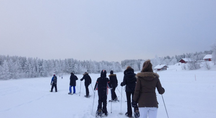Wandeling met sneeuwschoenen in Lapland