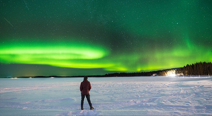 Noorderlicht in Rovaniemi, Finland