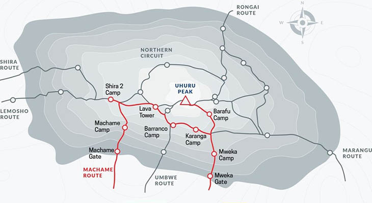 Plattegrond van Kilimanjaro