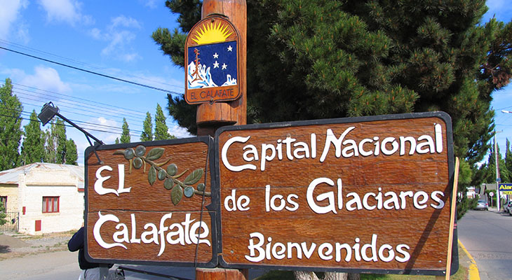 Welkomstbord van El Calafate