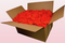 Caja de 24 litros con pétalos de rosa preservados de color naranja. 