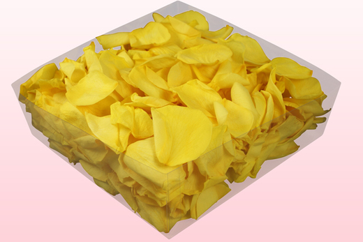 Confezione da 2 litri con petali di rosa stabilizzata di colore giallo. 