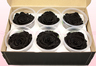 6 Preserved Rose Heads, Black, Size XL
