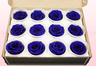 12 Têtes De Roses Conservées, Bleu Foncé, Taille M