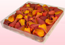 Envase de 1 litro con pétalos de rosa liofilizados de color naranja-amarillo.  