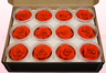 12 konservierte Rosenköpfe, Orange, Größe M