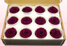 12 Têtes De Roses Conservées, Rose Pourpre, Taille M