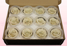 12 Rosas Sin Tallo Preservadas, Blanco-Crema, Tamaño M