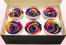 6 Preserved Rose Heads, Rainbow, Size XL
