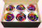 6 Preserved Rose Heads, Rainbow, Size XL
