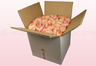 Caja de 8 litros con pétalos de rosa liofilizados de color durazno.  