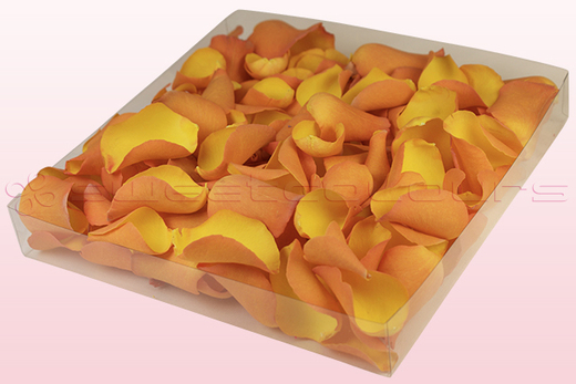 1 Liter Verpackung mit gefriergetrockneten Rosenblättern in der Farbe Goldgelb