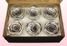 6 Preserved Rose Heads, Metallic Silver, Size XL
