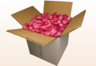 Caja de 8 litros con pétalos de rosa liofilizados de color magenta.  