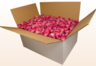 Caja de 24 litros con pétalos de rosa liofilizados de color magenta.  