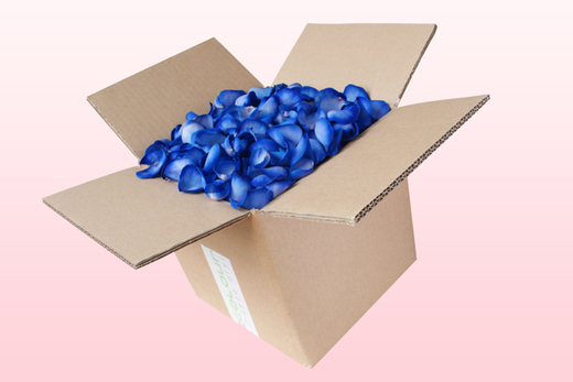 8 Liter Karton mit gefriergetrockneten Rosenblättern in der Farbe Blau
