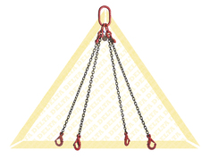 DELTALOCK 4 LEG CHAIN SLINGS WITH SELF-LOCKING CLEVIS HOOK AND EYE GRAB HOOK GRADE 80